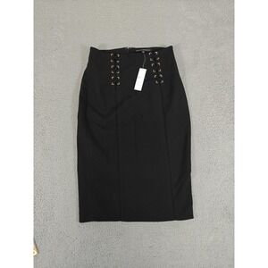 White House Black Market Skirt Womens‎ 2 Black Lace Front Pencil Lined 570192737